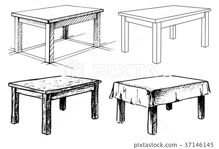 Sketch set isolated furniture. Different tables. Sketch set isolated furniture. Different tables. 37146145
