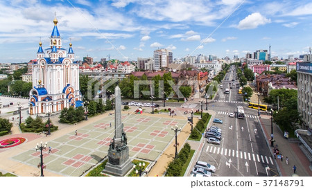 Khabarovsk Komsomolskaya square. the view from the Khabarovsk Komsomolskaya square. the view from the 37148791
