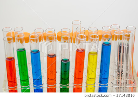Colorful test tubes in holder 37148816