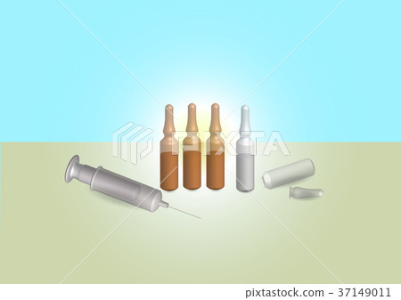 Pill vial and syringe Pill vial and syringe 37149011