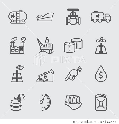 Oil industry line icon 37153278