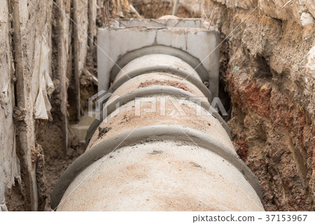 Concrete drainage pipe and manhole. 37153967