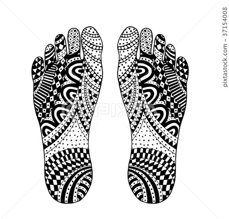 The imprint of the feet. Tangle pattern. 37154008