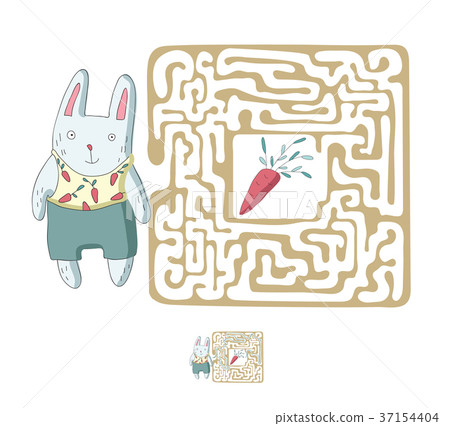 Children's maze with rabbit and carrot. Puzzle Children's maze with rabbit and carrot. Puzzle 37154404