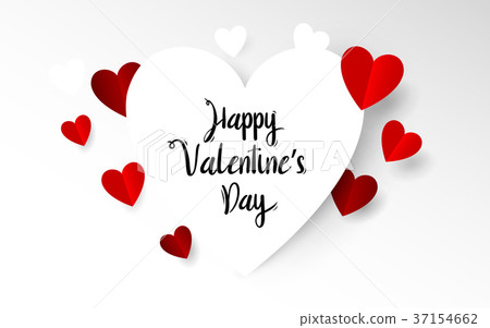 White and Red Heart with Happy valentines day - Stock Illustration ...