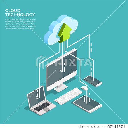 Cloud Computing Technology Isometric Poster -插圖素材 [37155274] - PIXTA圖庫