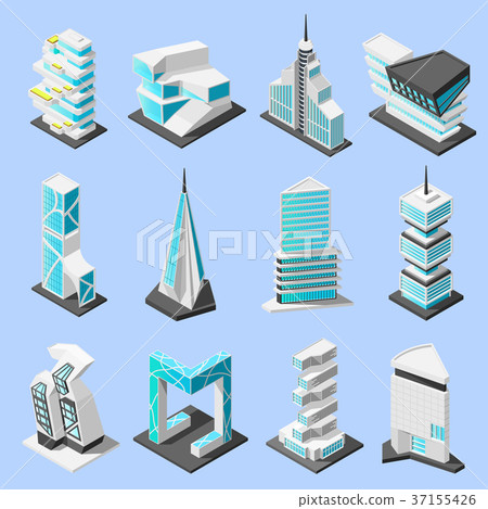 Futuristic Architecture Isometric Set 37155426