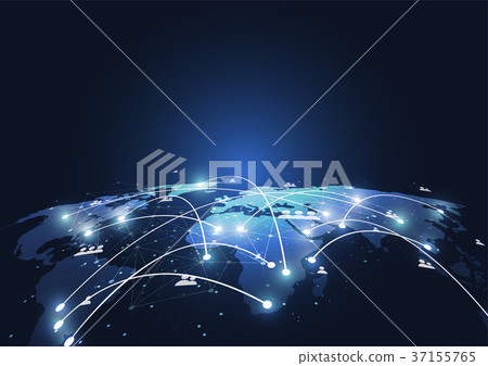 Global network connection. World map point Global network connection. World map point 37155765