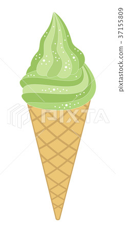 Pistachio ice cream in waffle cone. Pistachio ice cream in waffle cone. 37155809