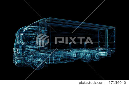 Digital Truck. The concept of digital technology - Stock Illustration ...