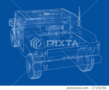 Combat car. Vector rendering of 3d 37156786