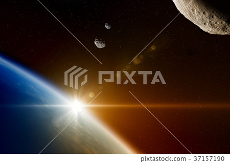 Asteroids from deep space approaches planet Earth 37157190