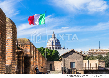 Rome St. Peter's Basilica seen from Castel Sant'Angelo 37157495