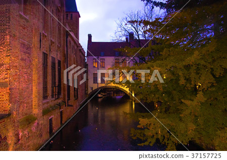 The evening shot of historic medieval buildings The evening shot of historic medieval buildings 37157725