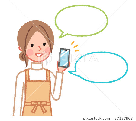 女人在智能手機上做語音輸入（與氣球） 37157968