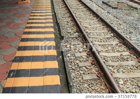 Black and Yellow in train station signal danger Black and Yellow in train station signal danger 37158778