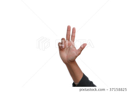 hand show counting number three  on white  37158825