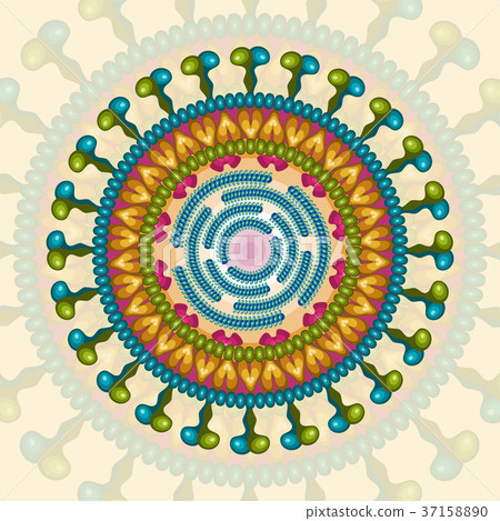 Colourful Parvovirus B19 Particle Structure - Stock Illustration ...