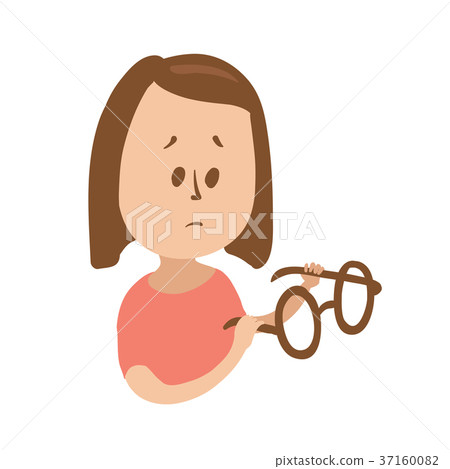Upset girl holding glasses and looking puzzled 37160082