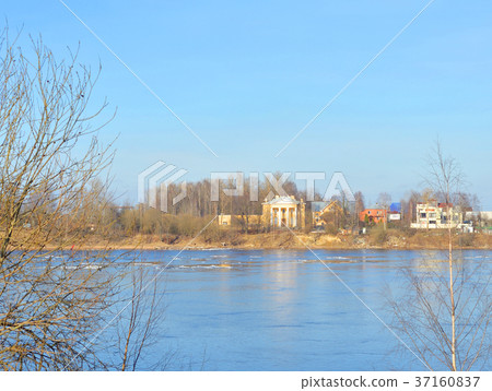 View of Neva river at spring day. View of Neva river at spring day. 37160837