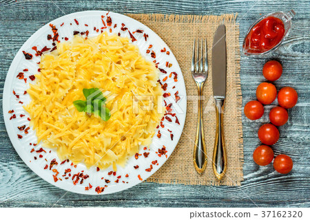Traditional Italian pasta or fussili with cheese 37162320