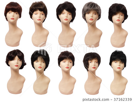 wig hair mannequin. Isolated white background wig hair mannequin. Isolated white background 37162339