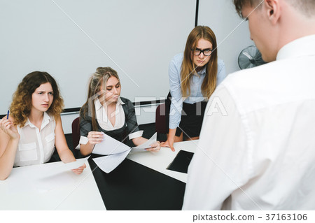 reprimand guilty office worker man 37163106