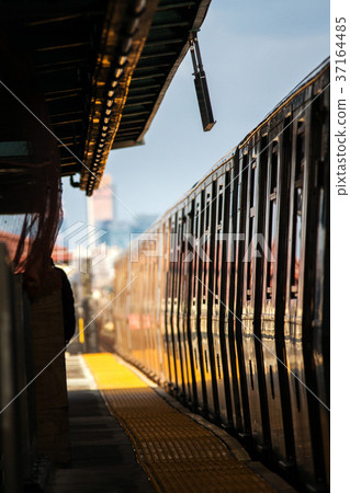 Modern train at the station - city subway in NY Modern train at the station - city subway in NY 37164485