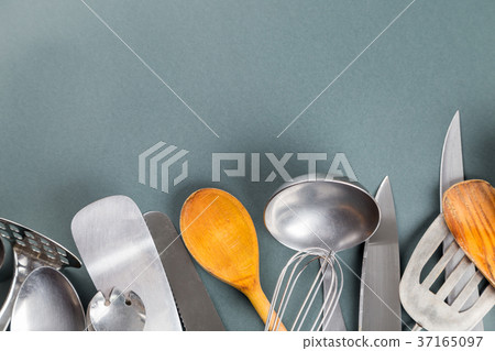 home kitchenware with scratches paper background 37165097