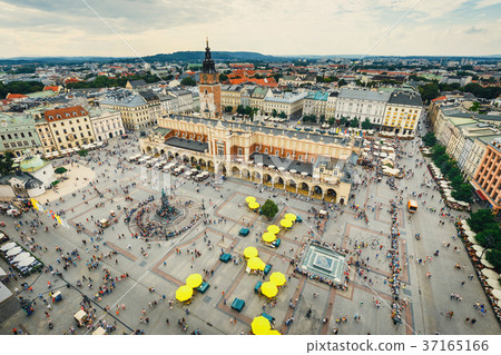 aerial view on central square of Krakow, poland aerial view on central square of Krakow, poland 37165166