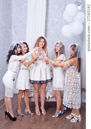 holidays, nightlife, bachelorette party and people holidays, nightlife, bachelorette party and people 37165242