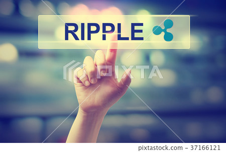 Ripple with hand pressing a button 37166121