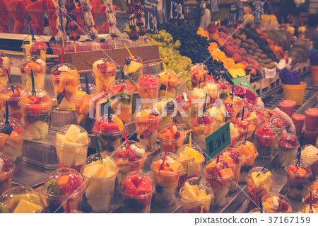 Fruits and vegetables stall in La Boqueria,  37167159