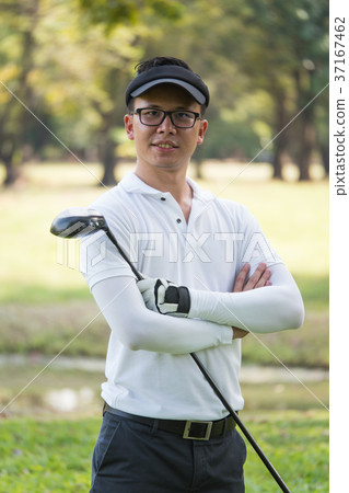 Portrait of asian young male golfer Portrait of asian young male golfer 37167462