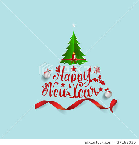 Merry Christmas And Happy New Year Greeting... - Stock Illustration  [37168039] - Pixta