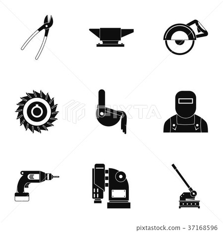 Metal processing icon set, simple style Metal processing icon set, simple style 37168596