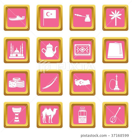 Turkey travel icons pink Turkey travel icons pink 37168599