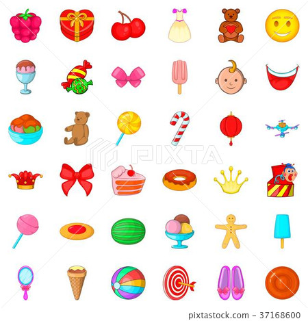 Bow box icons set, cartoon style 37168600