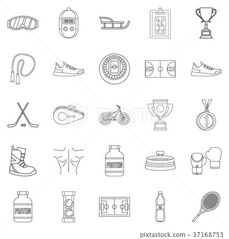 Hockey hall icons set, outline style Hockey hall icons set, outline style 37168753