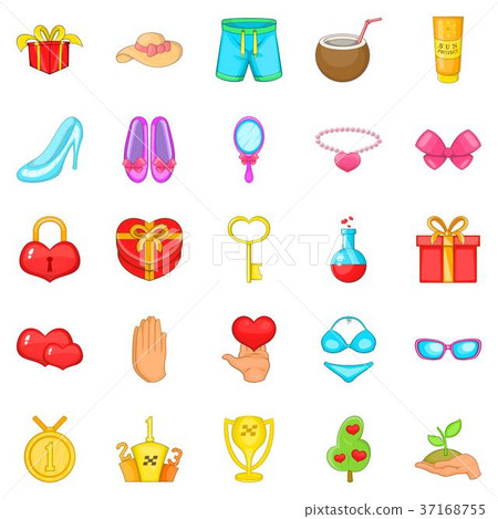 Happiness icons set, cartoon style 37168755