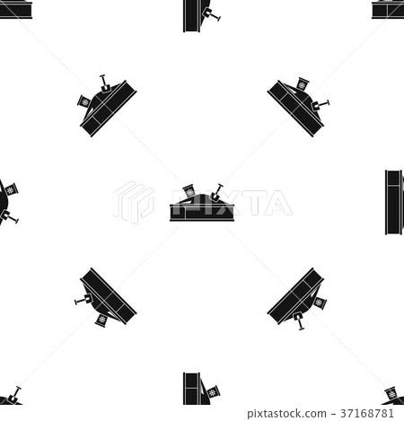 Sandbox with bucket and shovel pattern seamless black Sandbox with bucket and shovel pattern seamless black 37168781