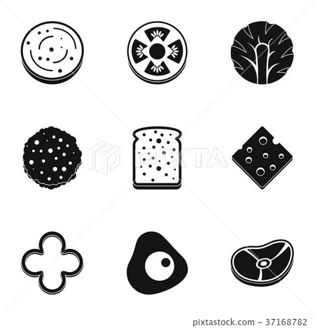 Natural slice product icon set, simple style Natural slice product icon set, simple style 37168782
