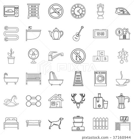 Bathroom icons set, outline style Bathroom icons set, outline style 37168944