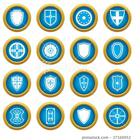 Shield frames icons blue circle set Shield frames icons blue circle set 37168952