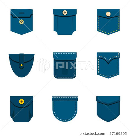 Fashion pocket icon set, flat style 37169205
