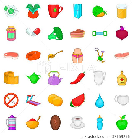 Slim body icons set, cartoon style Slim body icons set, cartoon style 37169236
