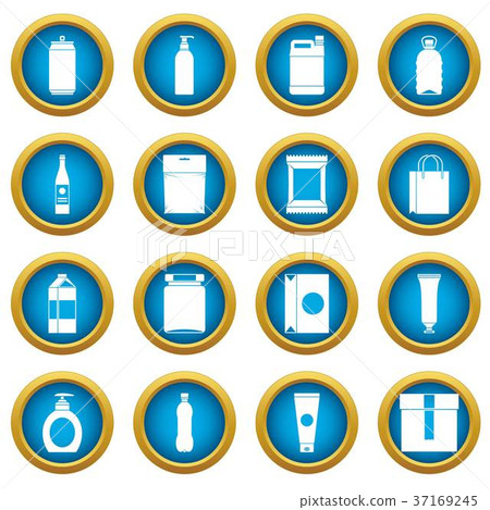 Packaging items icons blue circle set 37169245