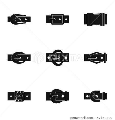 Elegance belt buckle icon set, simple style 37169299