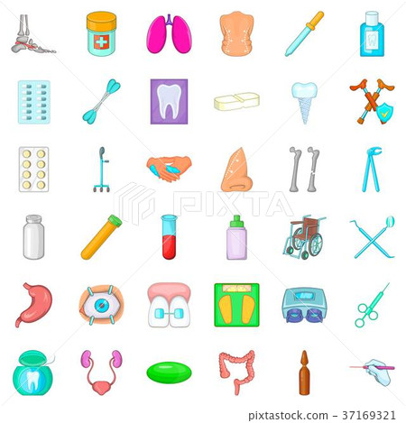 Malady icons set, cartoon style 37169321