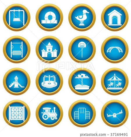 Playground icons blue circle set 37169491